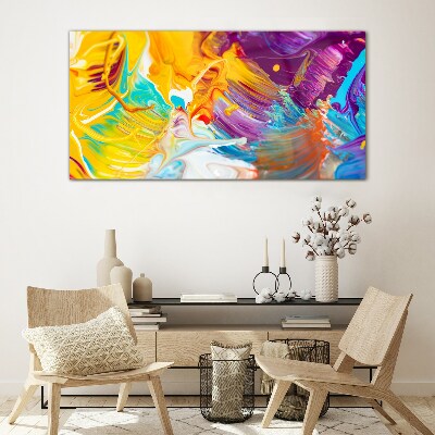 Dynamic explosion of colors Wall art on glass