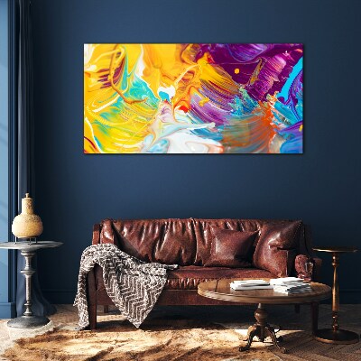 Dynamic explosion of colors Wall art on glass