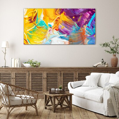 Dynamic explosion of colors Wall art on glass
