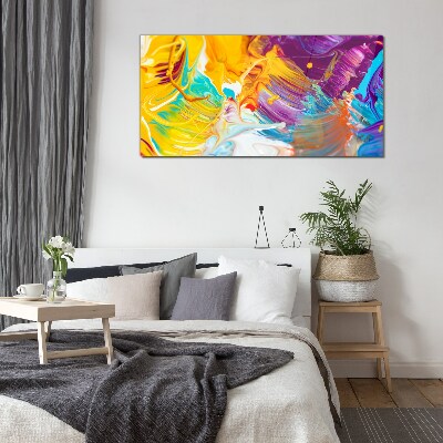 Dynamic explosion of colors Wall art on glass