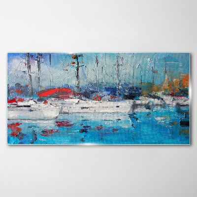 Harbour Sails in the Sun Wall art on glass
