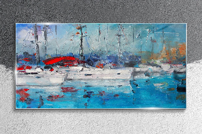 Harbour Sails in the Sun Wall art on glass