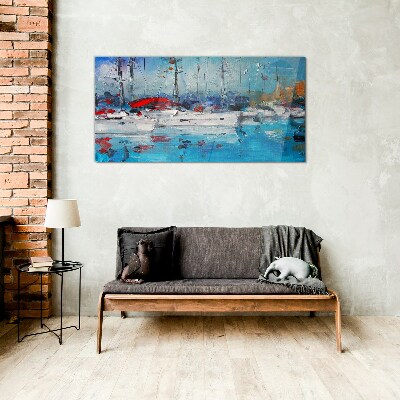 Harbour Sails in the Sun Wall art on glass