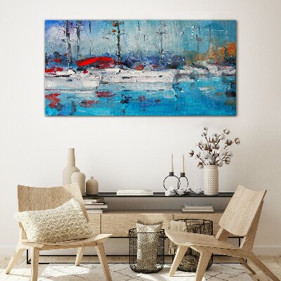 Harbour Sails in the Sun Wall art on glass
