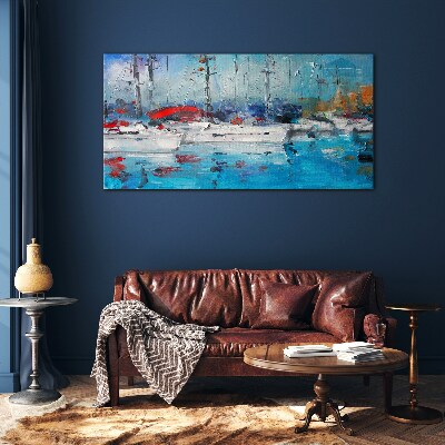 Harbour Sails in the Sun Wall art on glass