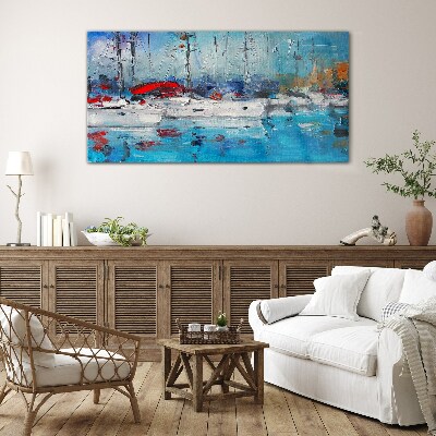 Harbour Sails in the Sun Wall art on glass