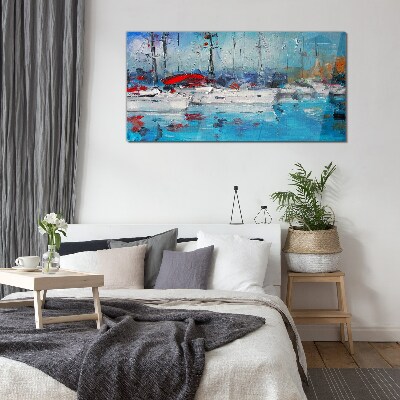 Harbour Sails in the Sun Wall art on glass