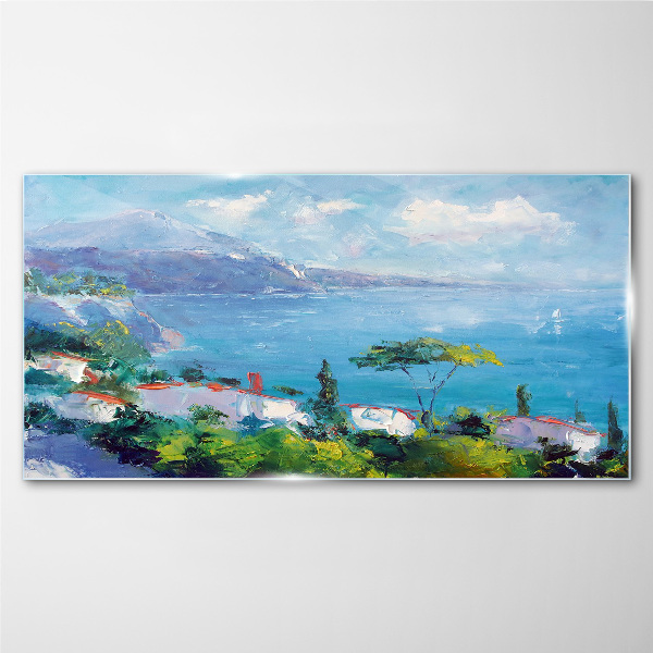 Seascape in blue Glass art print