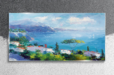 Seascape in blue Glass art print