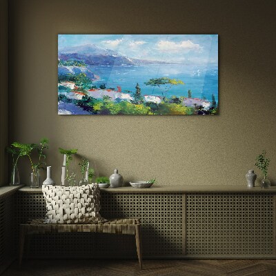 Seascape in blue Glass art print