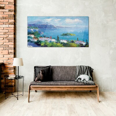 Seascape in blue Glass art print