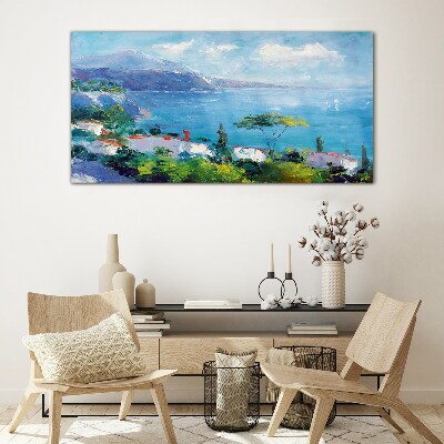 Seascape in blue Glass art print