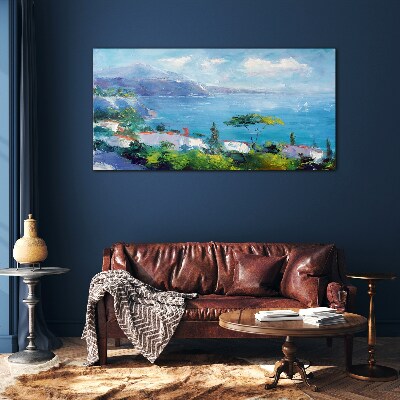 Seascape in blue Glass art print