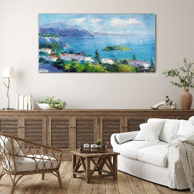 Seascape in blue Glass art print