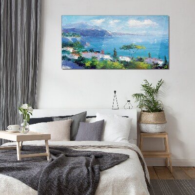 Seascape in blue Glass art print