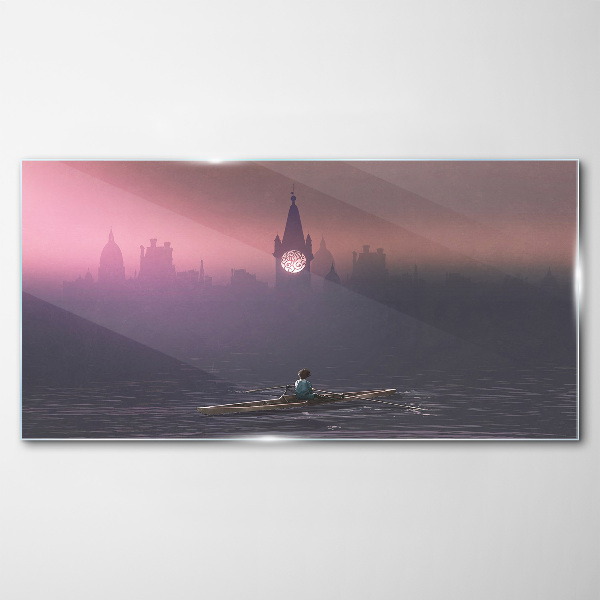 Immersed in the city mists Wall art on glass