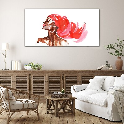Portrait of a woman with red hair Wall art on glass