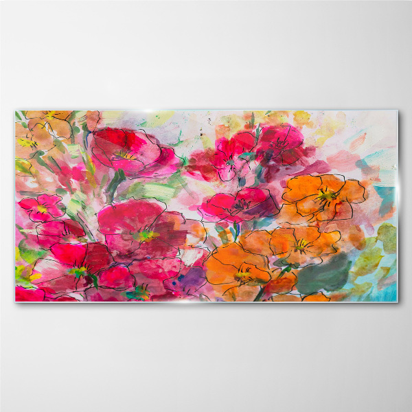 Floral explosion of colors Glass art print