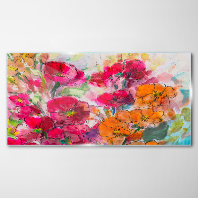 Abstract watercolor flowers Glass Wall Art