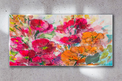 Floral explosion of colors Glass art print