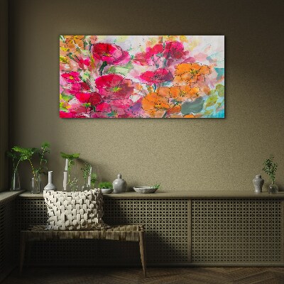 Abstract watercolor flowers Glass Wall Art