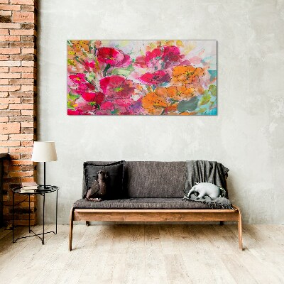 Floral explosion of colors Glass art print