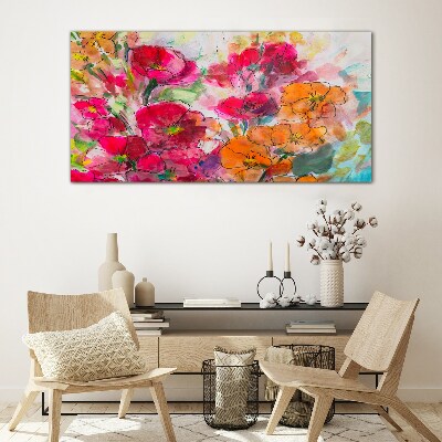 Floral explosion of colors Glass art print