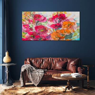 Floral explosion of colors Glass art print