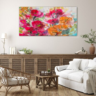 Floral explosion of colors Glass art print