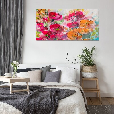 Floral explosion of colors Glass art print