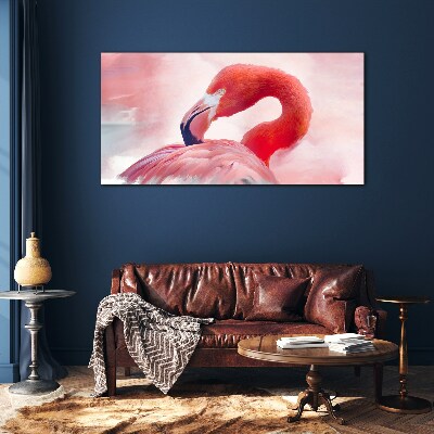 Pink flamingo in pastel colors Glass art print