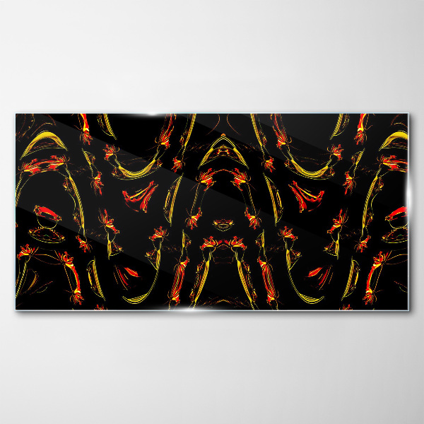 Dynamic Lines in Red and Yellow Wall art on glass