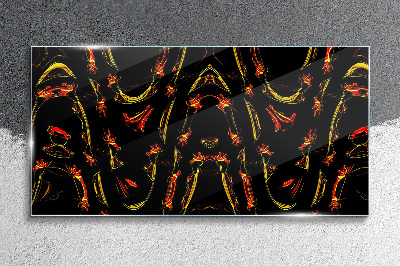Dynamic Lines in Red and Yellow Wall art on glass