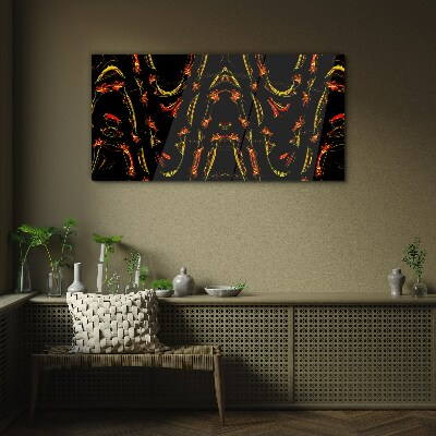 Dynamic Lines in Red and Yellow Wall art on glass