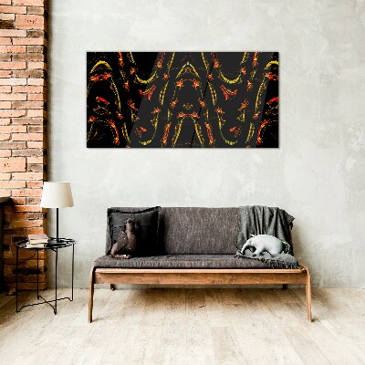 Dynamic Lines in Red and Yellow Wall art on glass