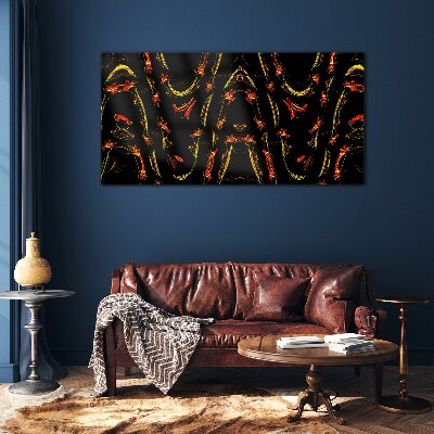 Dynamic Lines in Red and Yellow Wall art on glass