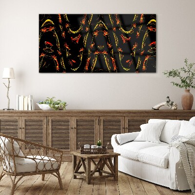 Dynamic Lines in Red and Yellow Wall art on glass