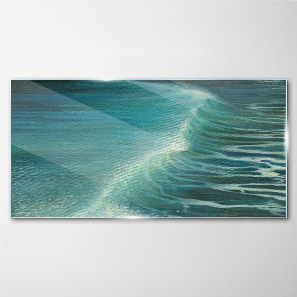Calm ocean waves Wall art on glass