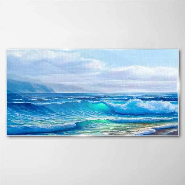 Calm ocean waves Wall art on glass