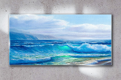 Calm ocean waves Wall art on glass