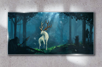 Forest spirit with antlers Wall art on glass