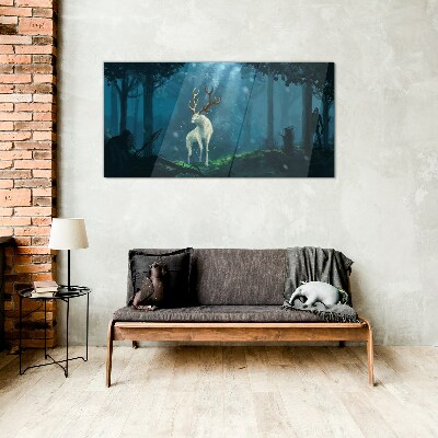 Forest spirit with antlers Wall art on glass