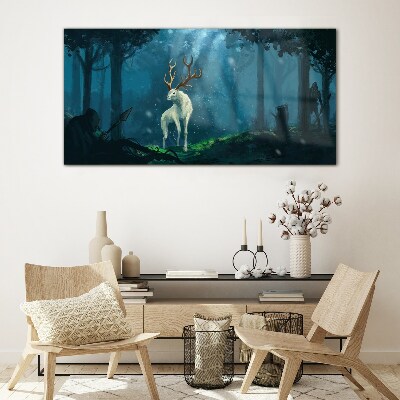 Forest spirit with antlers Wall art on glass