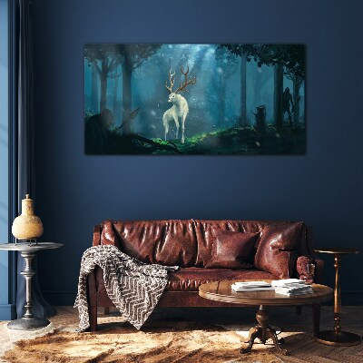 Forest spirit with antlers Wall art on glass