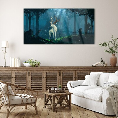 Forest spirit with antlers Wall art on glass