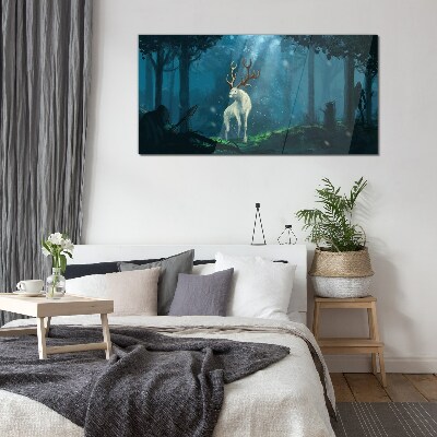 Forest spirit with antlers Wall art on glass
