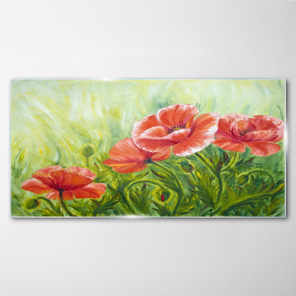 Flowers in a spring meadow Wall art on glass