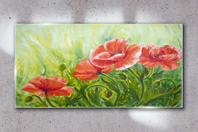 Flowers in a spring meadow Wall art on glass