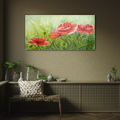 Flowers in a spring meadow Wall art on glass