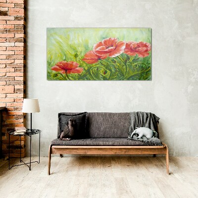 Flowers in a spring meadow Wall art on glass